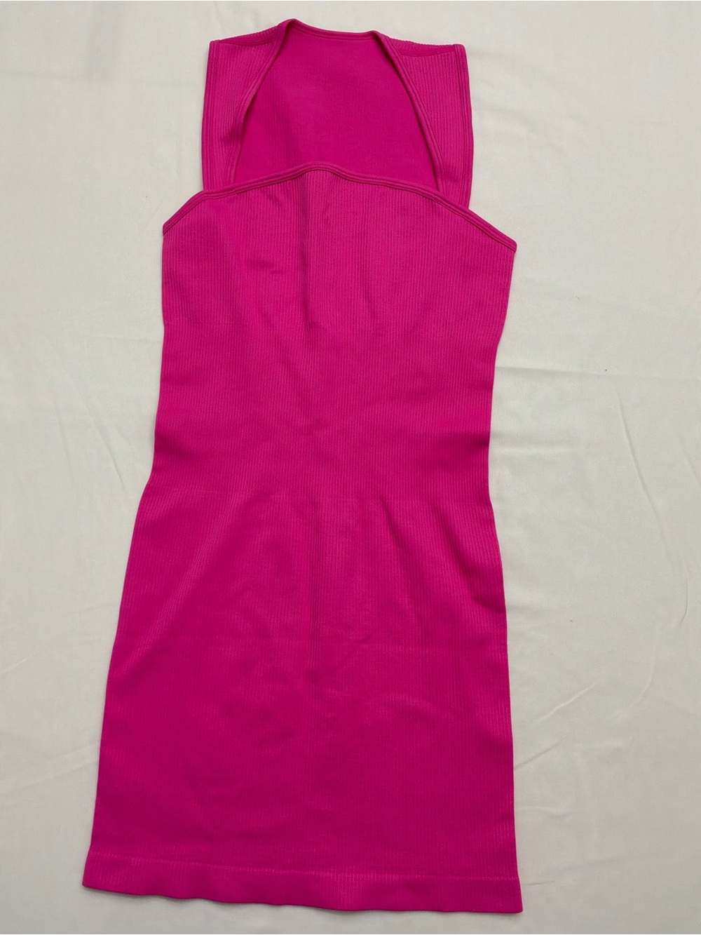 Sleeveless Hot Pink Ribbed Mini Dress